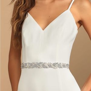 Sweetest Ending Silver Rhinestone and Pearl Bridal Belt